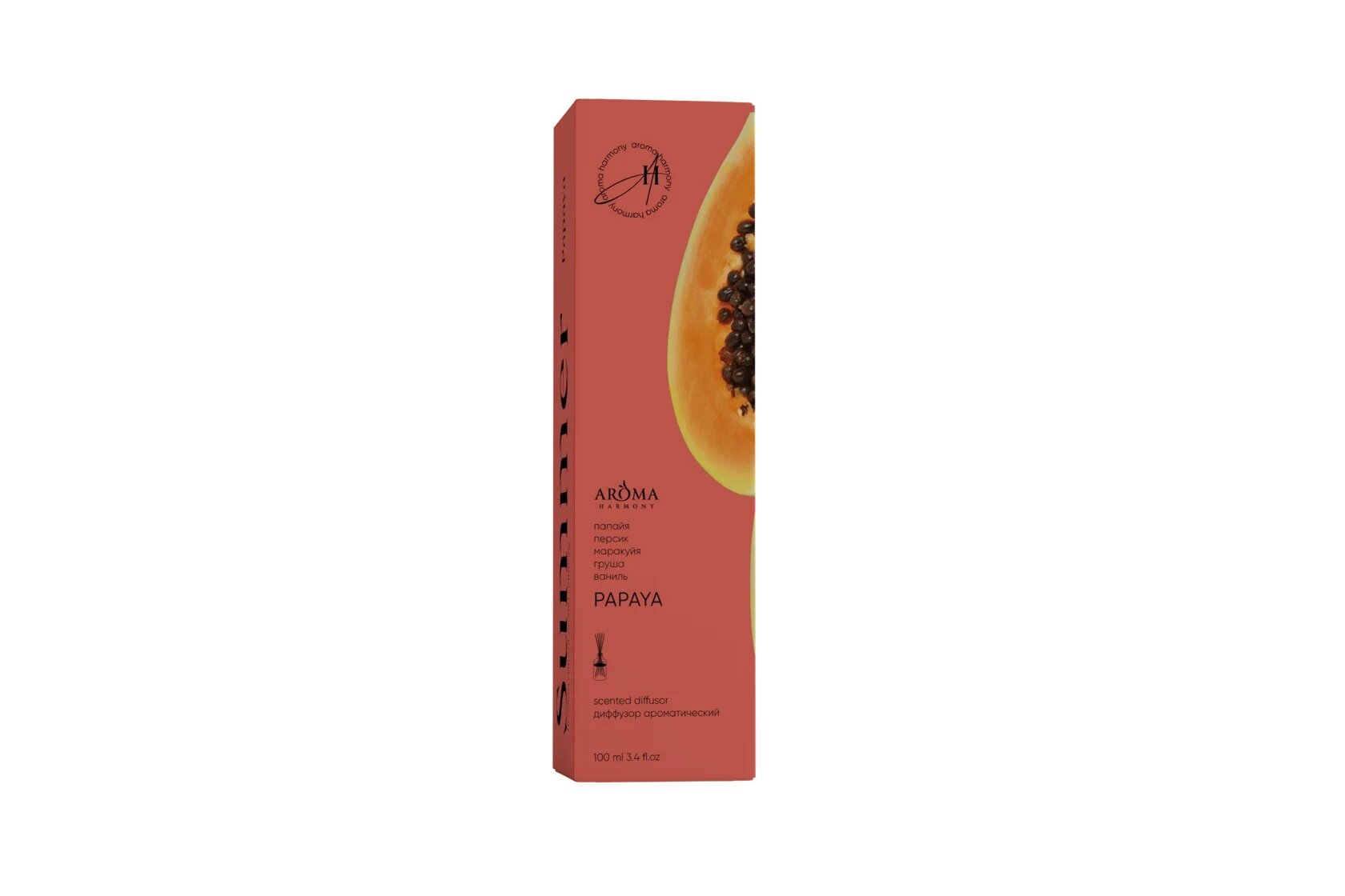 Ароматический диффузор Aroma Harmony "Papaya", 100мл, для дома, ручной, прозрачный — фото 1