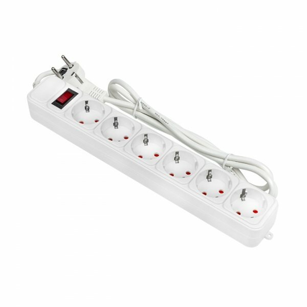 EKF PROxima Сетевой фильтр 6*1,8м 10А/2,2кВт с выкл. c/з ПВС 3х0,75 Блокбастер, UFP10-375-6-018