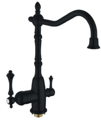 T673BK-1 Смеситель для кухни с подключением фильтра, черный