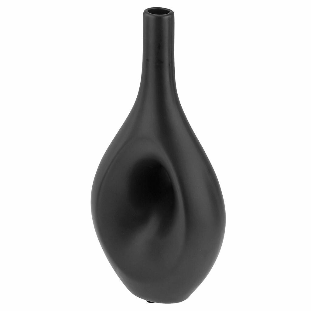 Ваза настольная керамическая "Кейптаун" 1,1л, черный, матовая глазурь — фото 1