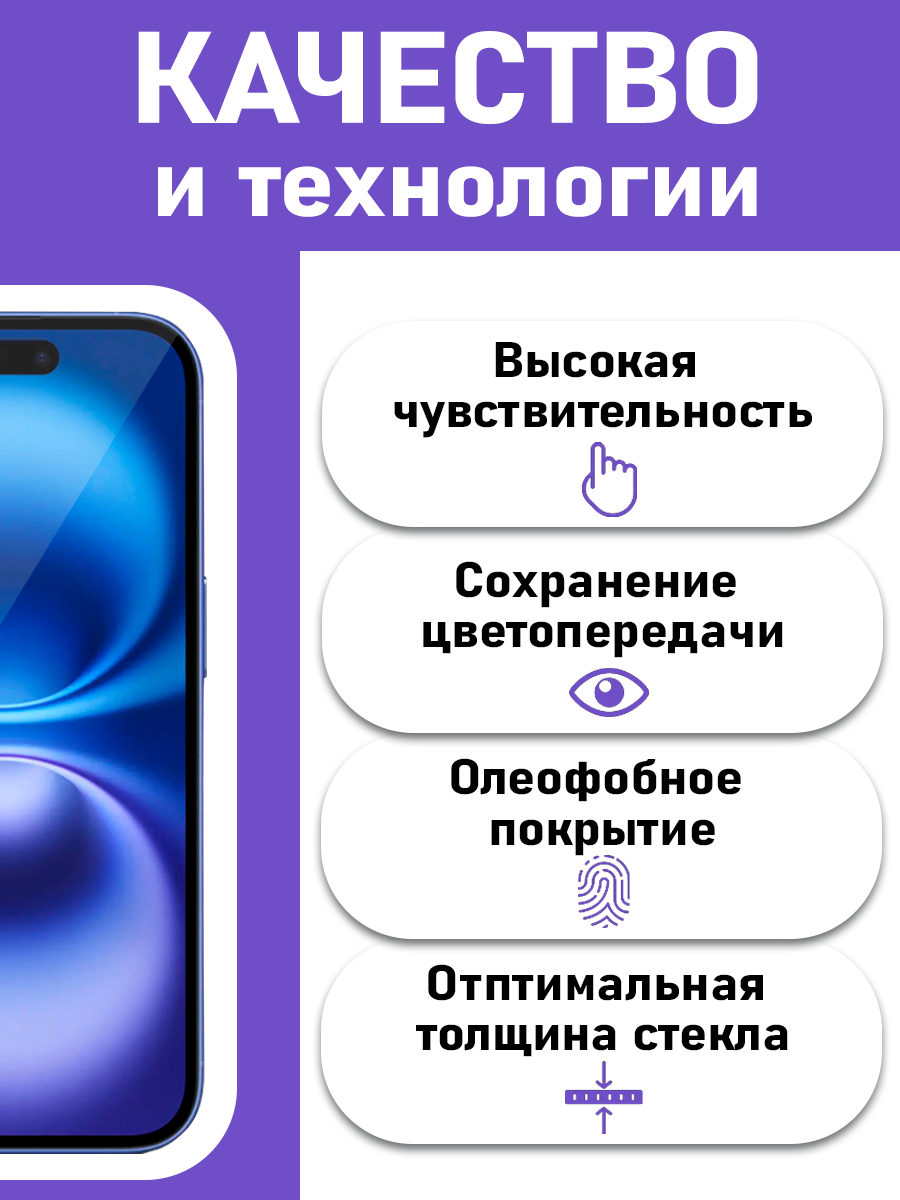 Защитное стекло для iPhone 16 Pro Max Антишпион на экран (на айфон 16 про макс) — фото 1