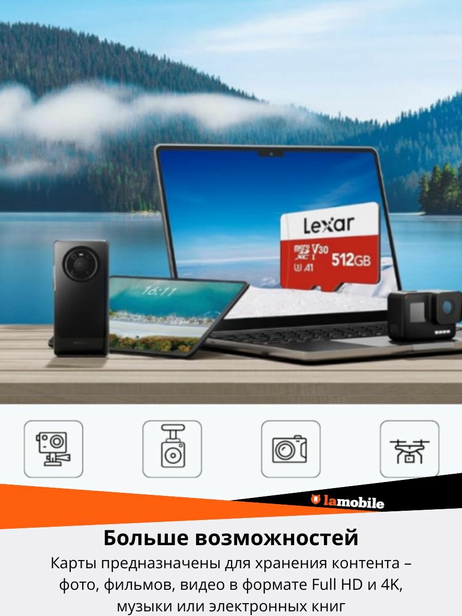 Карта памяти Lexar E-Series microSDXC 64 Гб — фото 1