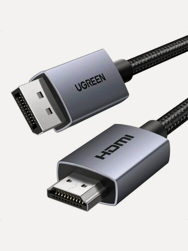 Изображение товара Кабель UGREEN DP125 (35841) DP Male To HDMI Male Cable 4K@30Hz. Длина: 1.5м. Цвет: черный/серый