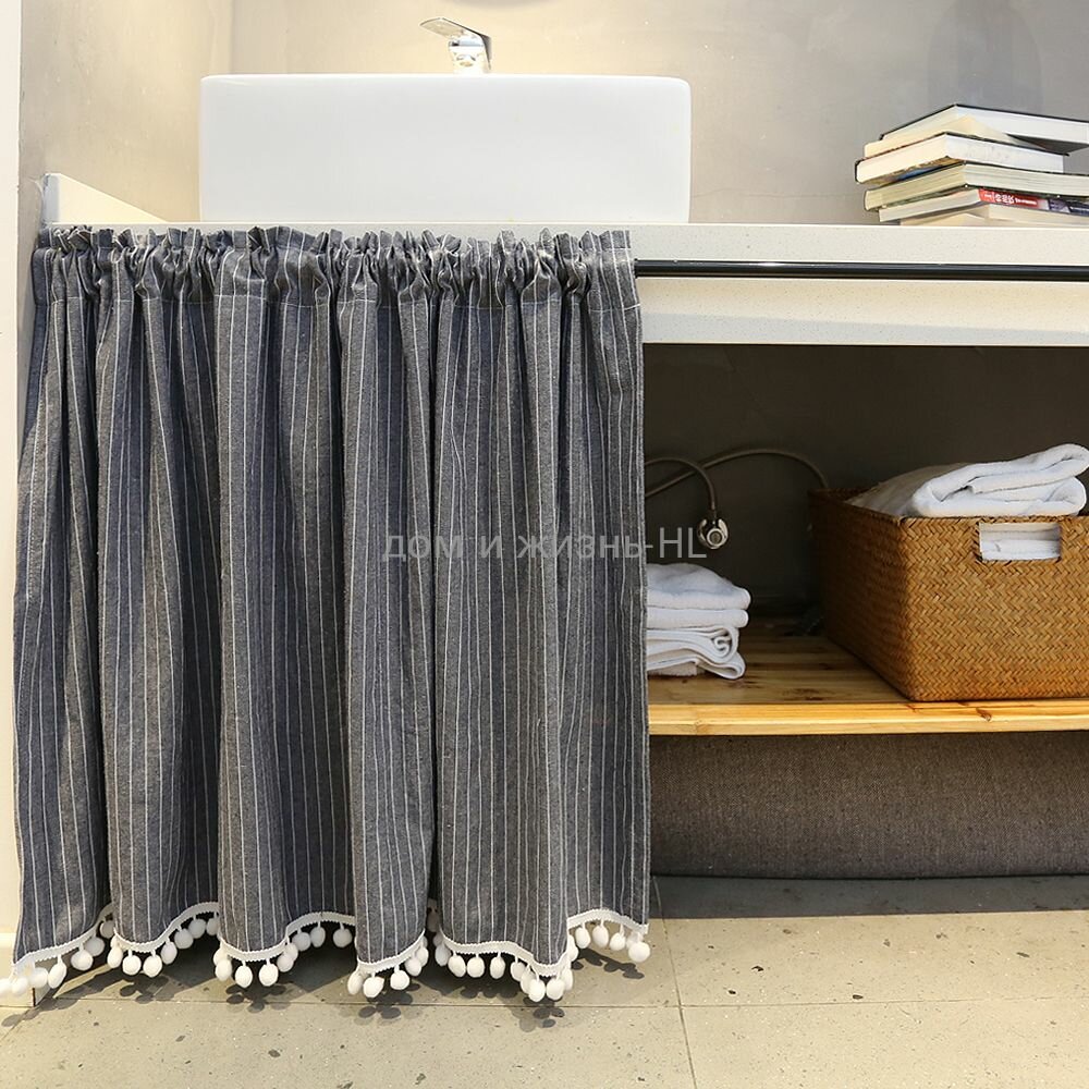 Штора для кухни 90х130 см серый