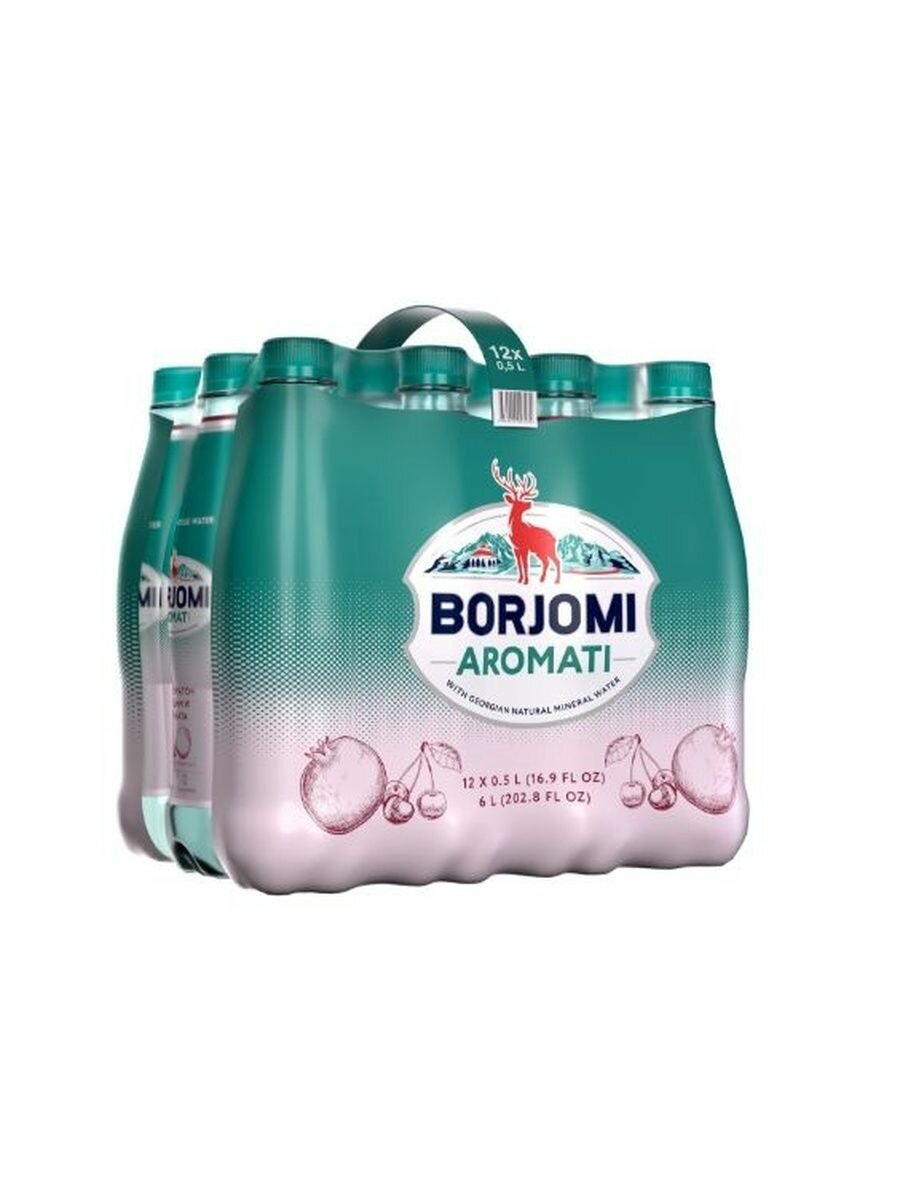 Вода Borjomi вишня гранат минеральная газированная  500мл x 12 шт