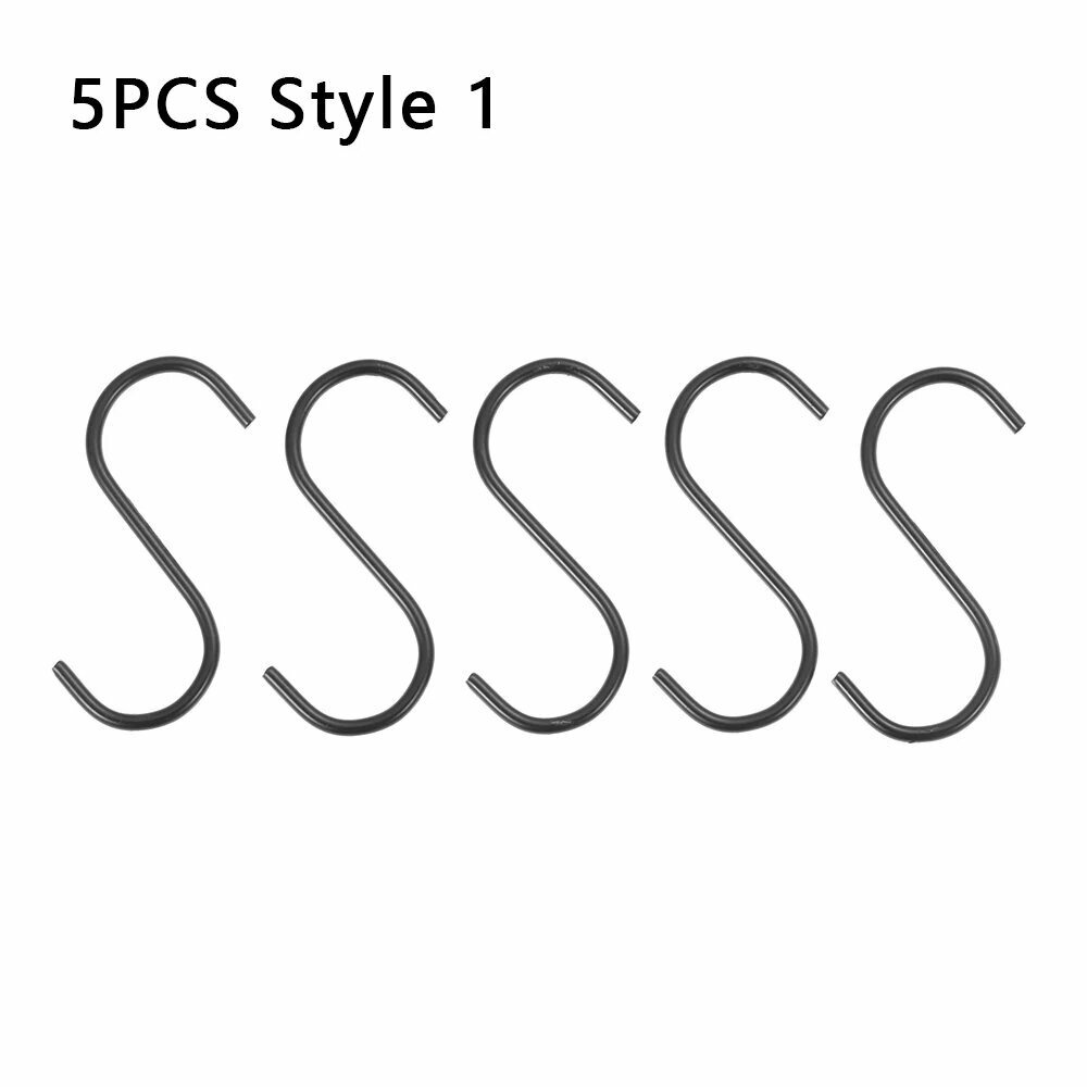 KECTTIO черные S-образные крючки из нержавеющей стали 5 шт.