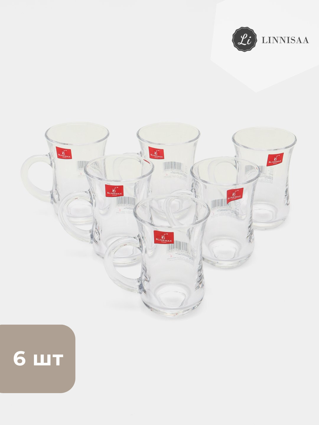 Набор турецких чашек Blinkmax из 6 штук для чая, кофе, эспрессо, фарфор — фото 1