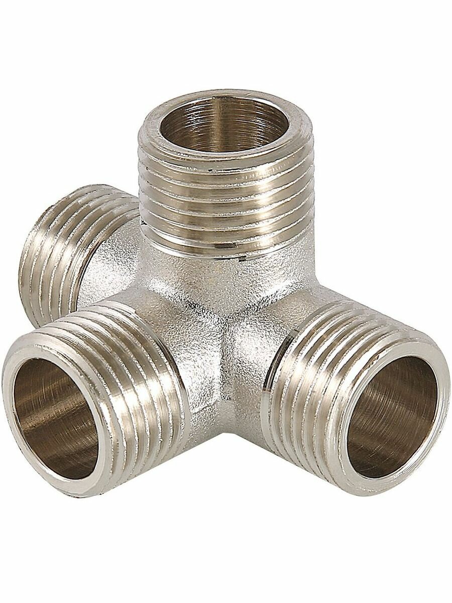 Крестовина двухплоскостная VALTEC 1/2"Н, лат. никелир, VTr.661. N.0004