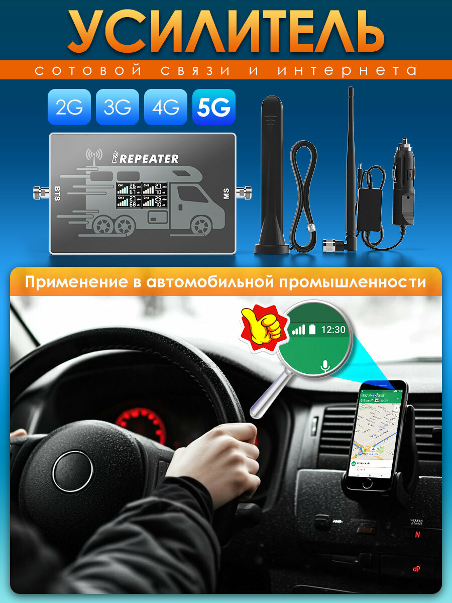 Усилитель сотовой связи автомобильный, усилитель сотовой связи и интернета