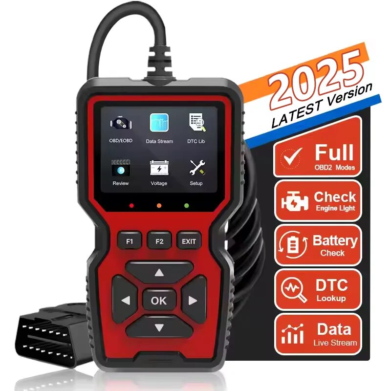 OBD2 Live Data Профессиональный механический сканер OBD2 Диагностический инструмент Считыватель кодов для проверки освещения двигателя Тестирование напряжения батареи