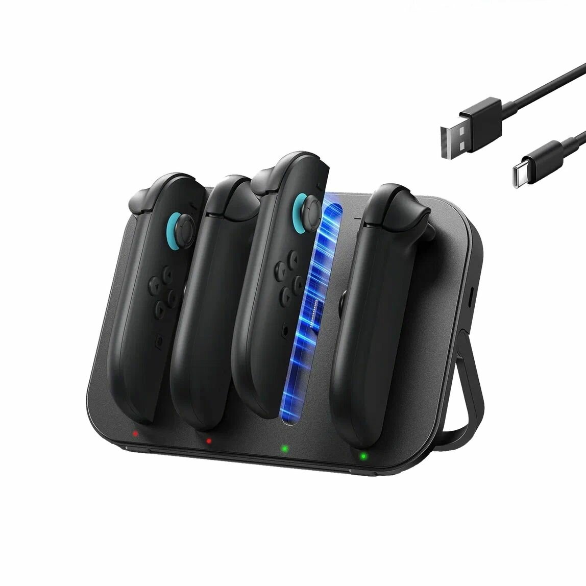Зарядная станция (4 в 1) JSAUX для контроллеров Joy-Con Nintendo Switch 2, магнитная станция с регулируемой подставкой, кабелем USB Typec-C и 4 разъёмами зарядки джойконов Нинтендо Свитч 2 - GP0506