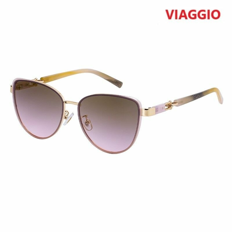 Очки Viaggio 2A933 C7 имиджевые, "Cat eyes", HD Glasses, градиентные, солнцезащитные, UV400 04