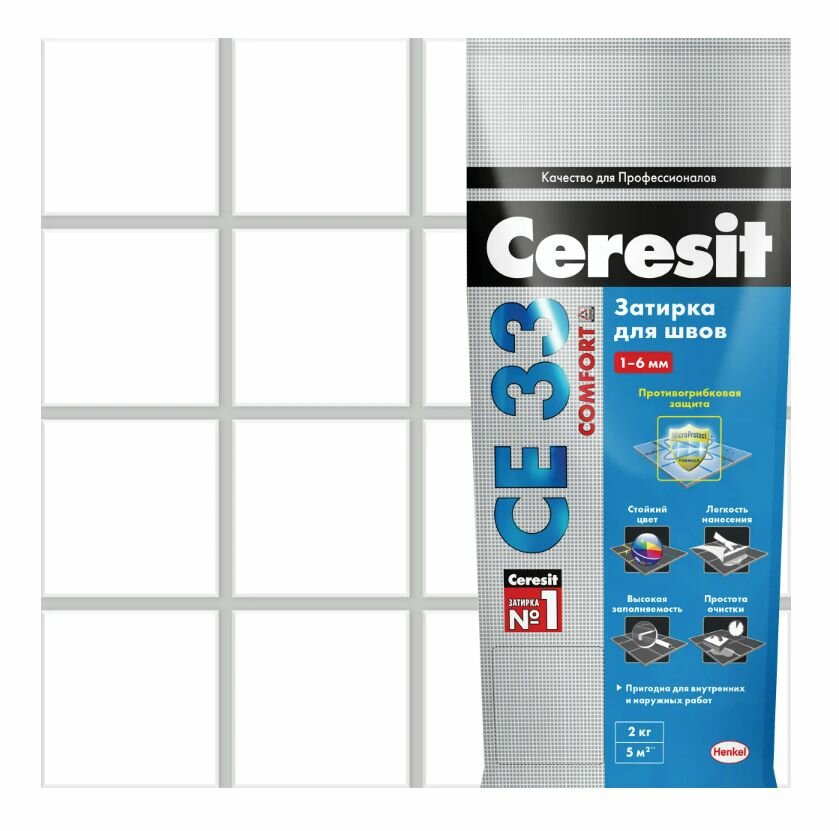 Затирка для узких швов Ceresit CE 33 Comfort ширина шва 2-6 мм 2 кг сталь цвет серебристо-серый