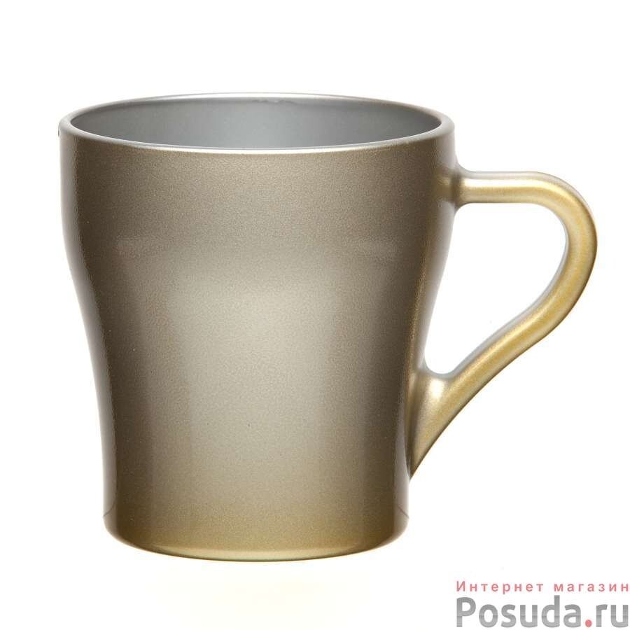 Кружка PASABAHCE KROMA BROWNS 55773‑BR, закалённое стекло, объём 260 мл, с ручкой, коричнево‑прозрачная, 1 шт