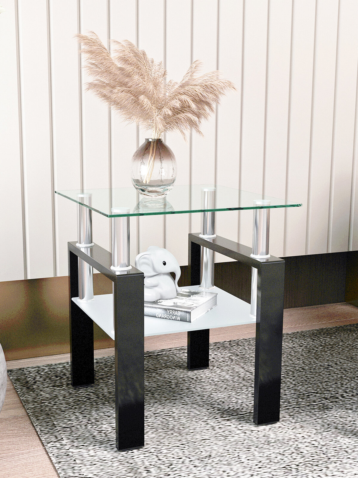 Журнальный стол JZQ7900-B черный закаленное стекло / металл