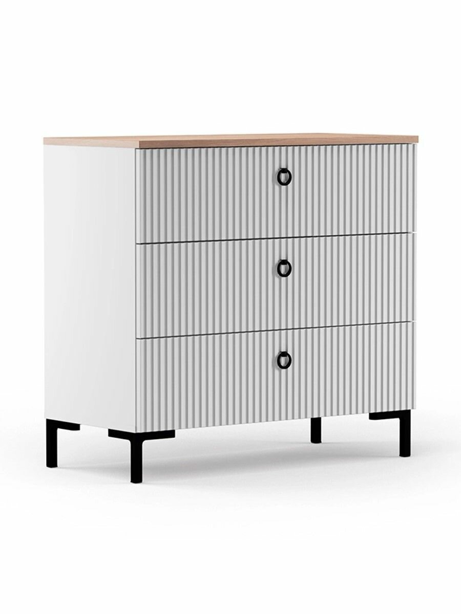 Комод Askona (Аскона) 3 ящика Zima (Зима) 085*081*041 Гикори кингстон+Белый