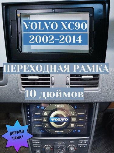 Изображение товара Рамка переходная 10" Volvo XC90 2002.2014 (доработана) для установки Android магнитолы. V-XC90-F
