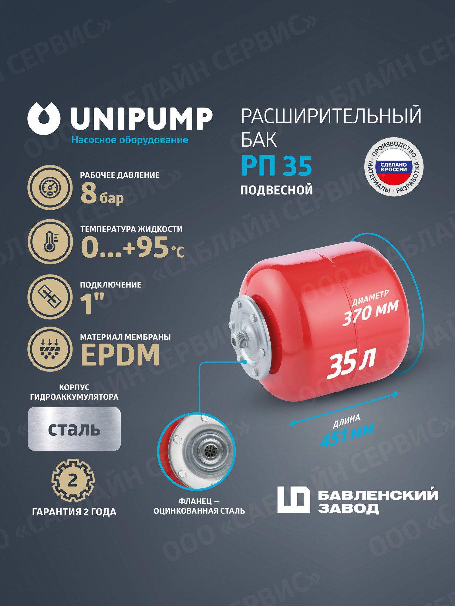 Расширительный бак подвесной РП 35 (Россия БЭЗ)