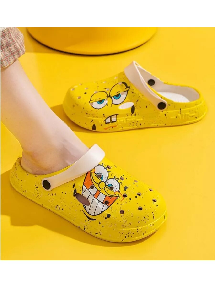 Сабо Sponge Bob, размер 38-39, желтый/белый — фото 1