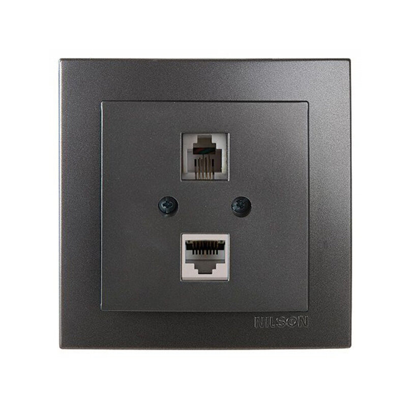 Розетка Nilson  Touran   для телефона  скрытая установка  RJ11  IP20  антрацит
