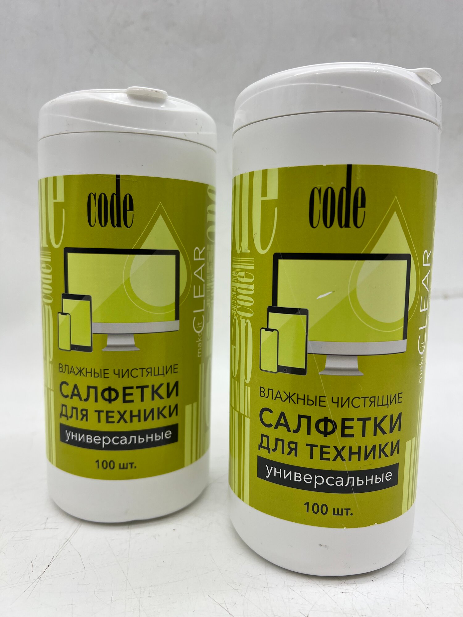 Чистящее средство для ТВ, Оргехники Экранов Мониторов Code CC-207 Влажные салфетки Антистатик Универсальные 100шт х 2шт