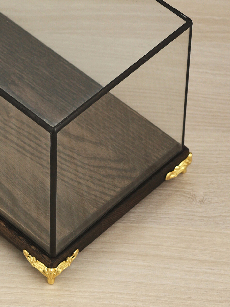 Стеклянный клош Арт-птица, во французском стиле, черный, 21 см — фото 1