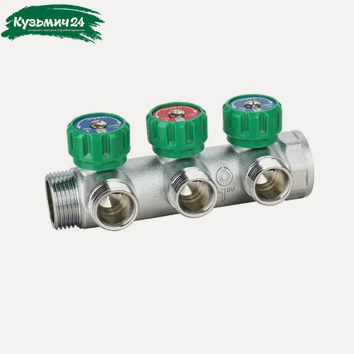 Изображение товара Коллектор ВР-НР Gappo G1002.03 1"x3/4"x3 вых евроконус, регулирующий