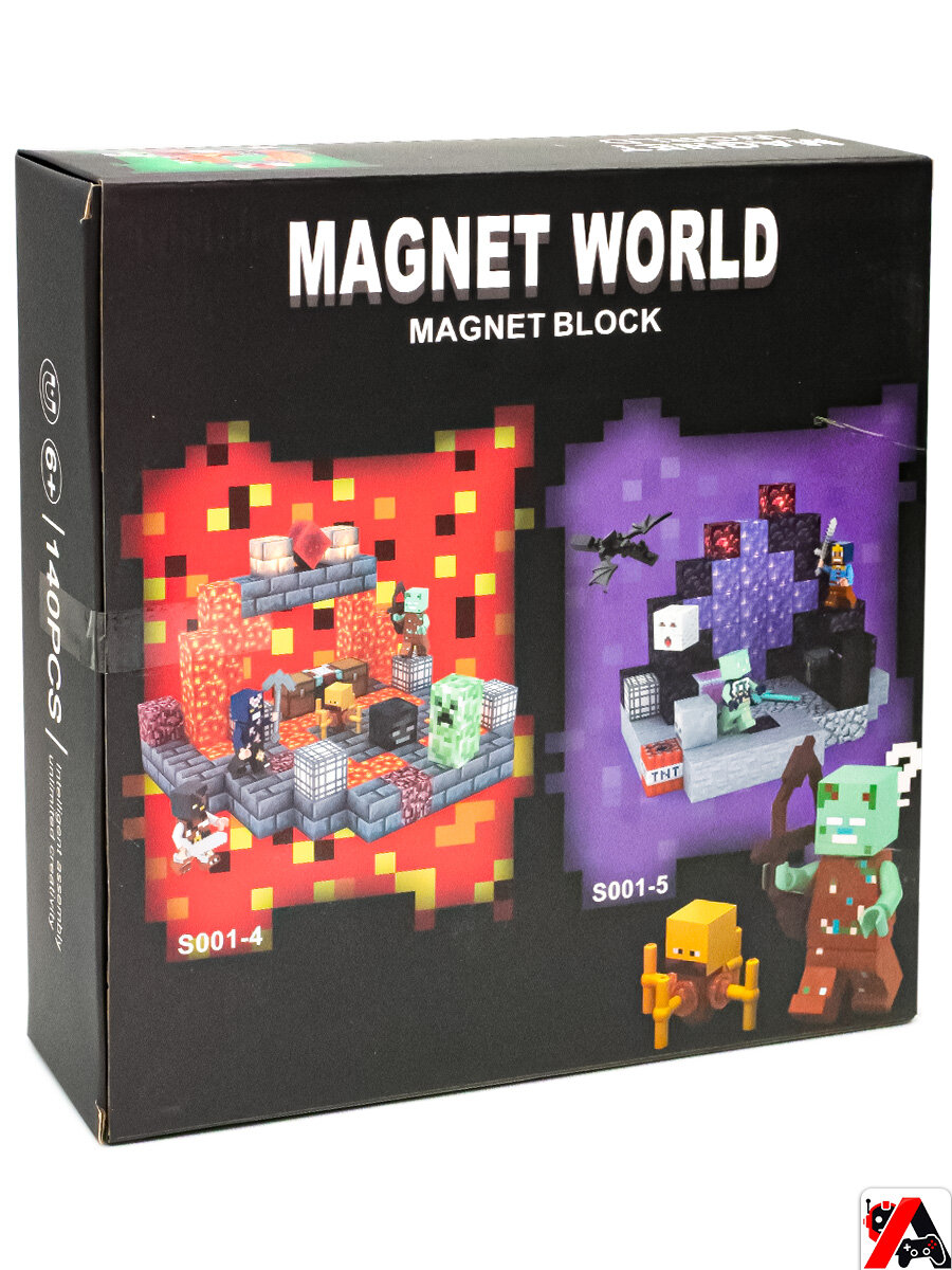 Конструктор магнитный Майнкрафт кубики-фигурки 140 деталей — фото 1