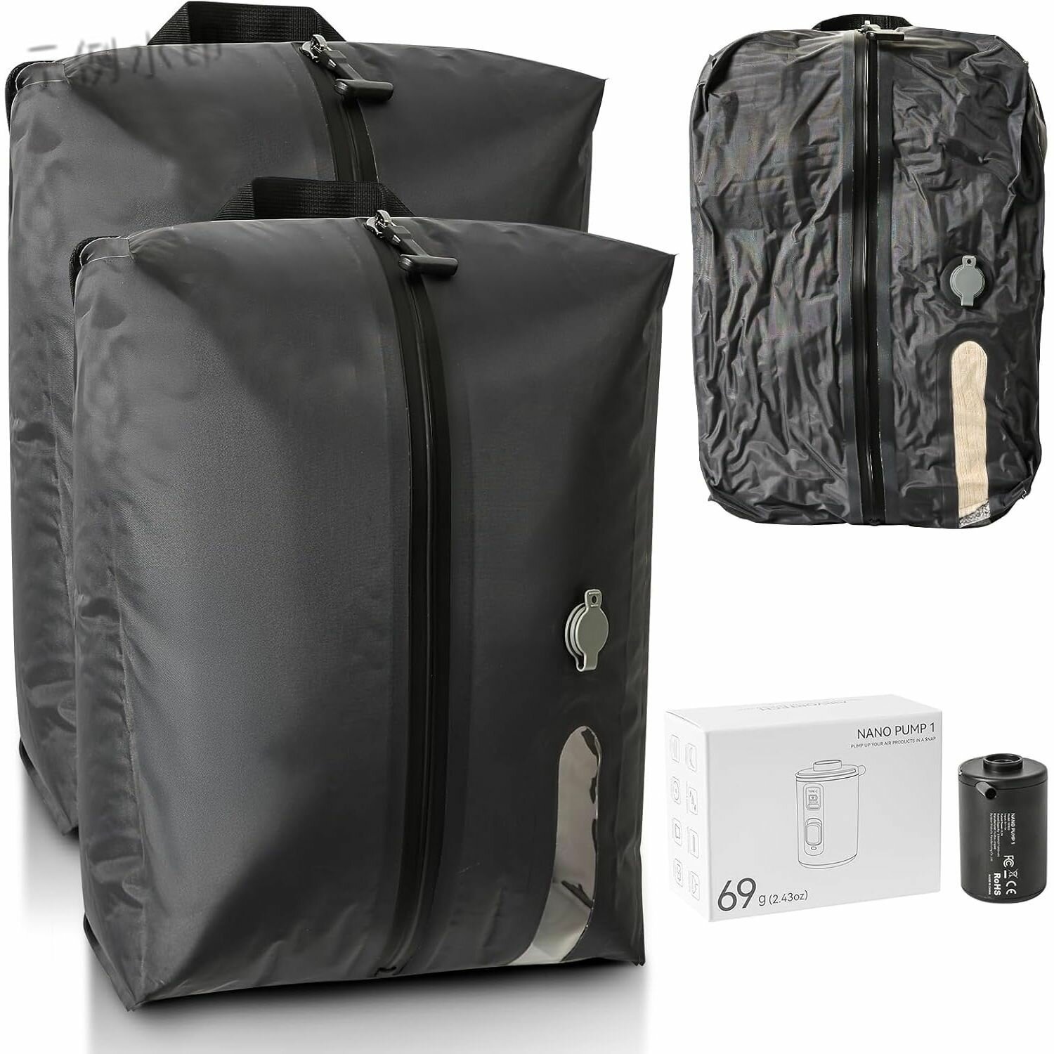 Вакуумные сумки для путешествий с насосом, многоразовые компактные сумки, водонепроницаемые вакуумные органайзеры IP67, подходящие для чемоданов и рюкзаков