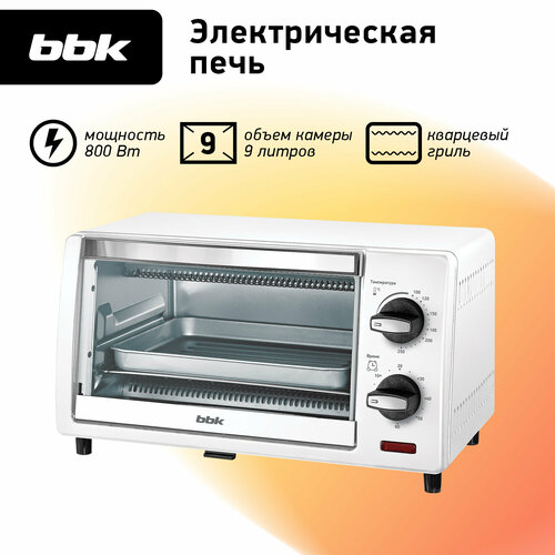 Духовка электрическая BBK OE0917M бело-серый объем камеры 9 л мощность 800 Вт 3390₽