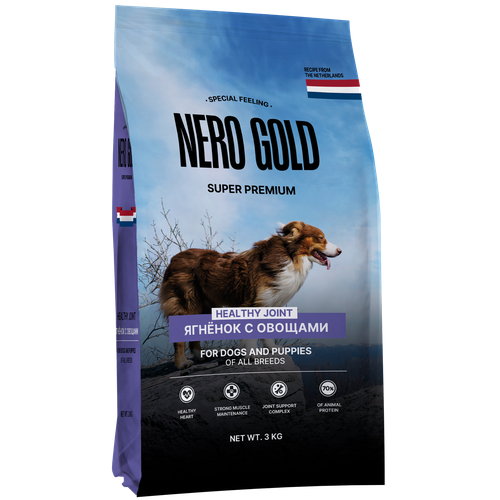 Сухой корм NERO GOLD super premium для собак и щенков всех возрастов с мясом ягненка и овощами, HEALTHY JOINT (3 кг)