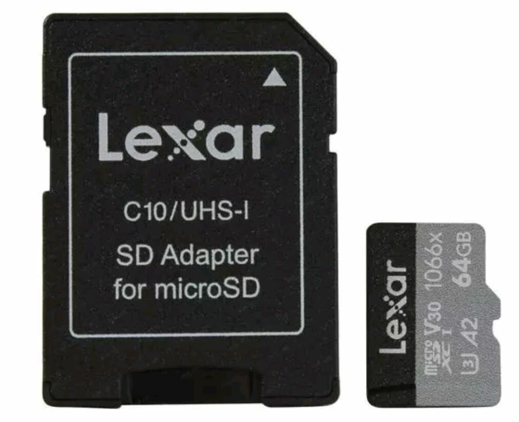 LMS1066064G-BNANG Карта памяти 64ГБ Lexar High-Performance 1066x microSDXC UHS-I, скорость 160МБ/s чтения 70МБ/s записи C10 A2 V30 U3