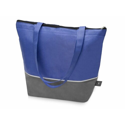 Сумка-холодильник Reviver с длинными ручками из нетканого переработанного материала RPET, цвет синий/серый