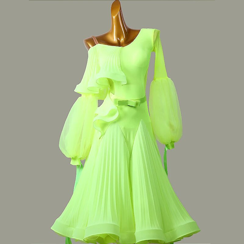 Танцевальное платье для вальса из лайкры S, Fluorescent yellow