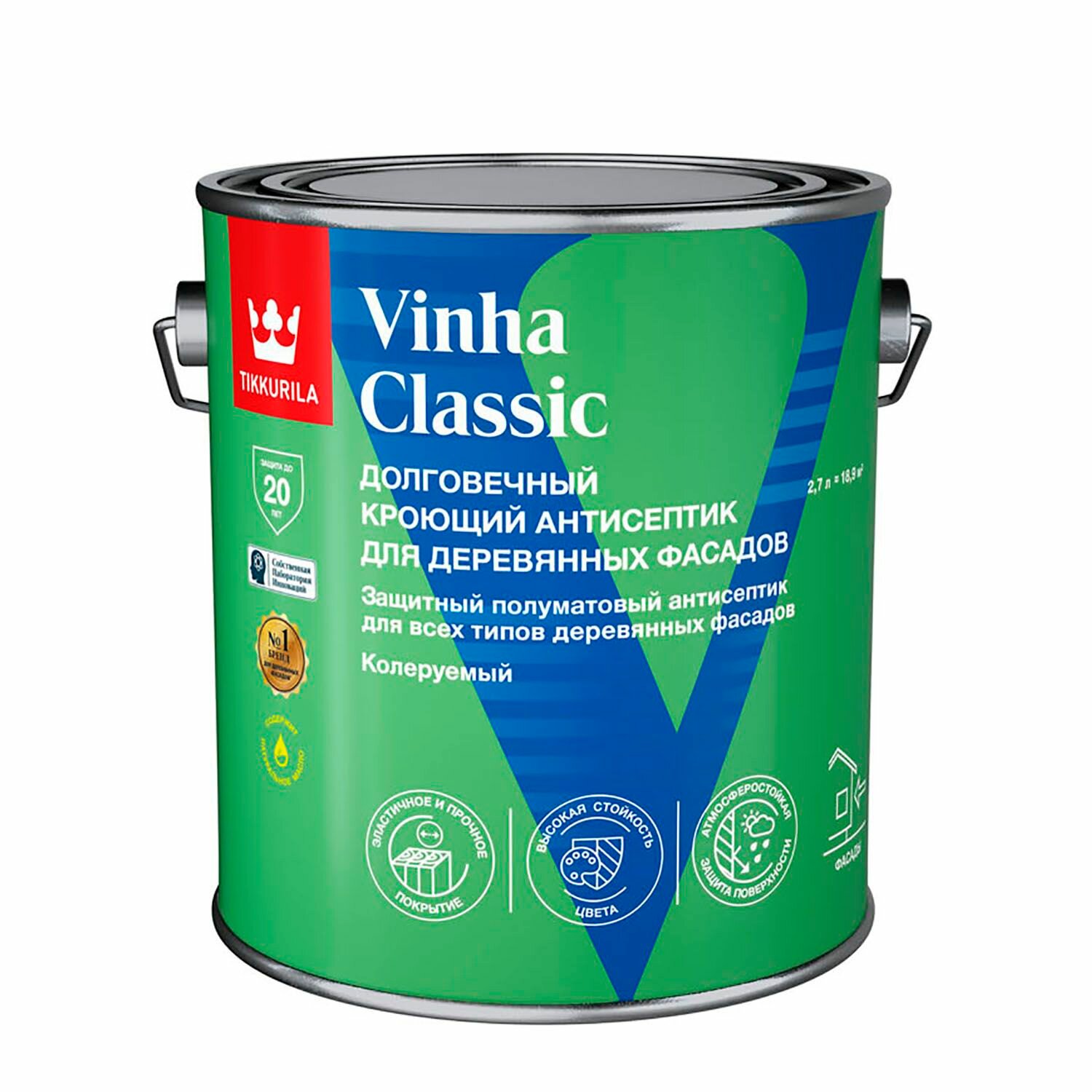 Антисептик кроющий Tikkurila VINHA CLASSIC VVA полуматовый белый 2.7 л