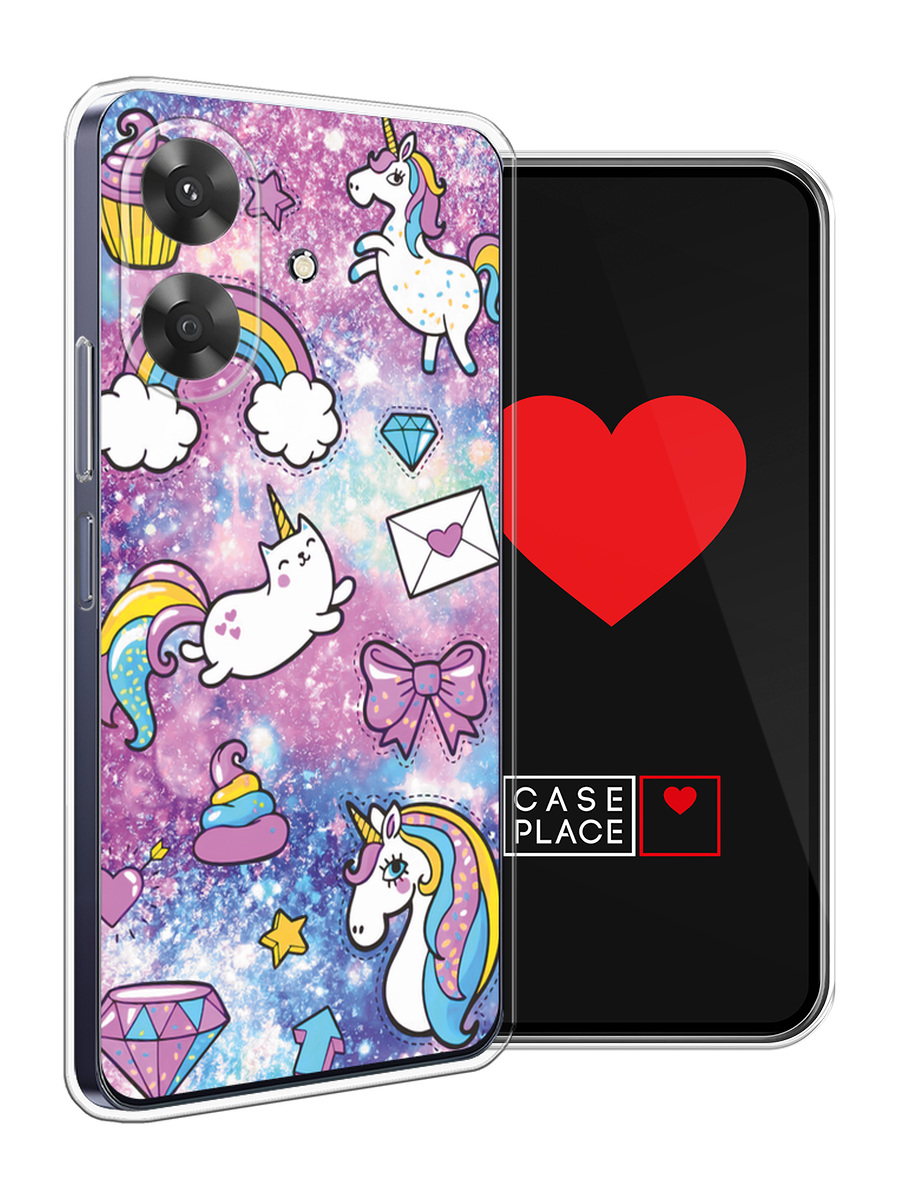 Чехол на Realme Note 60/60X / Реалми Нот 60/60X с принтом Rainbow doodles — фото 1