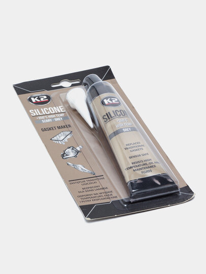 Формирователь прокладок, герметик высокотемпературный, эластичный Silicone Grey K2 серый, 85 г — фото 1