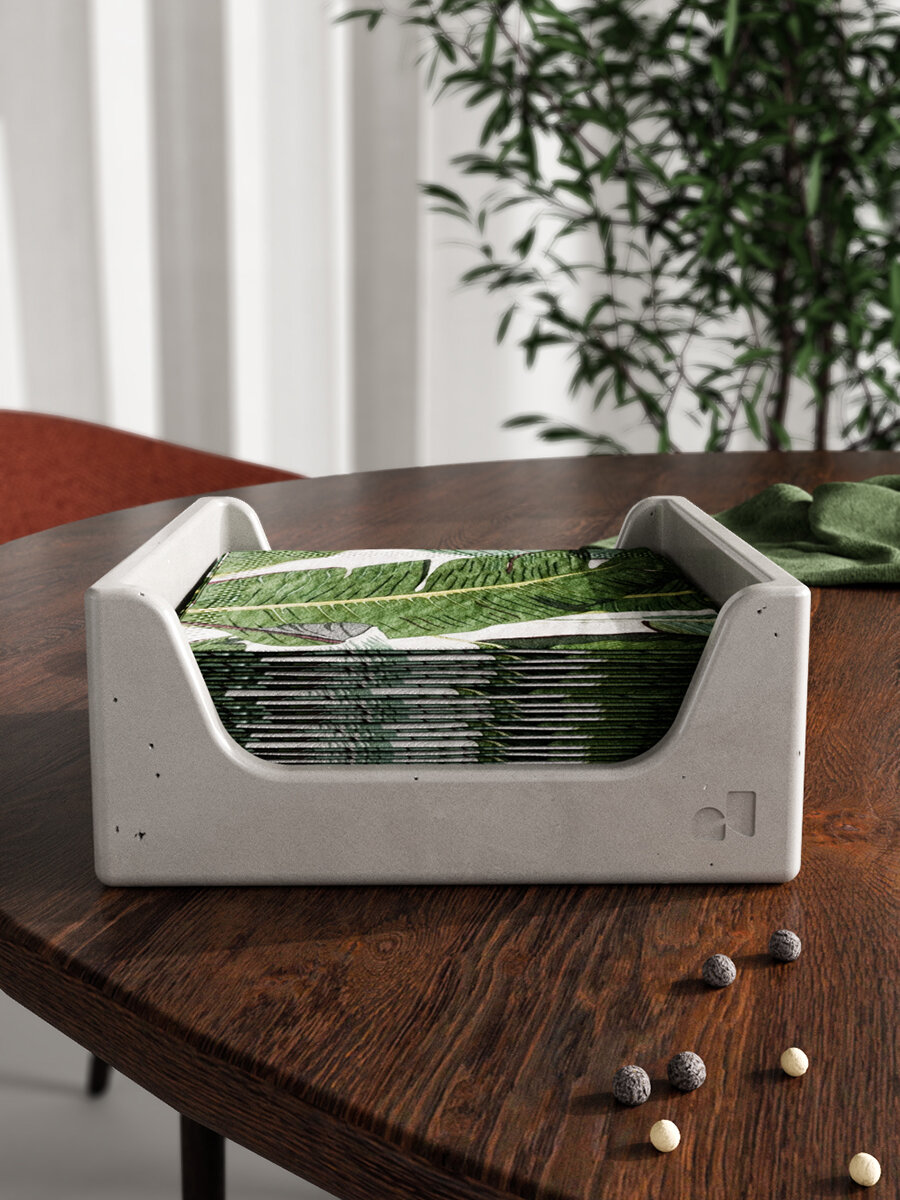 Салфетница на стол для кухни, аксессуар интерьерный для сервировки Lyon серая глянцевая.