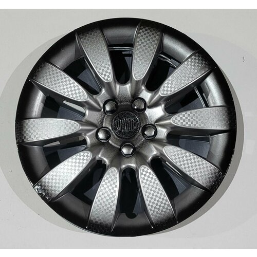 Колпаки автомобильные Торнадо серебристо-черные 14, 4 шт.