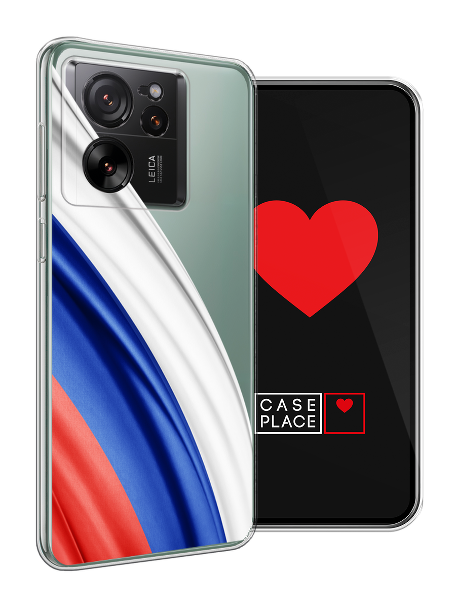 Чехол на Xiaomi 13T Pro / Сяоми 13Т Про с принтом Флаг России уголок, прозрачный — фото 1