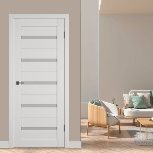 Изображение товара Межкомнатная дверь ЭКО 2 ясень снежный 700х2000 матовое стекло (комплект с погонажом)