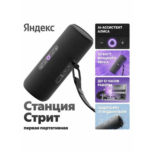 Портативная колонка Яндекс Станция Стрит с Алисой черный 13750₽