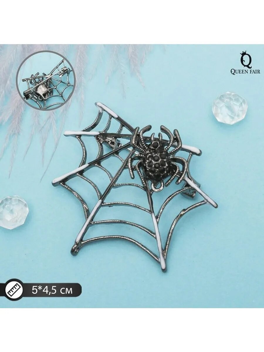 Брошь эмаль стразы черный