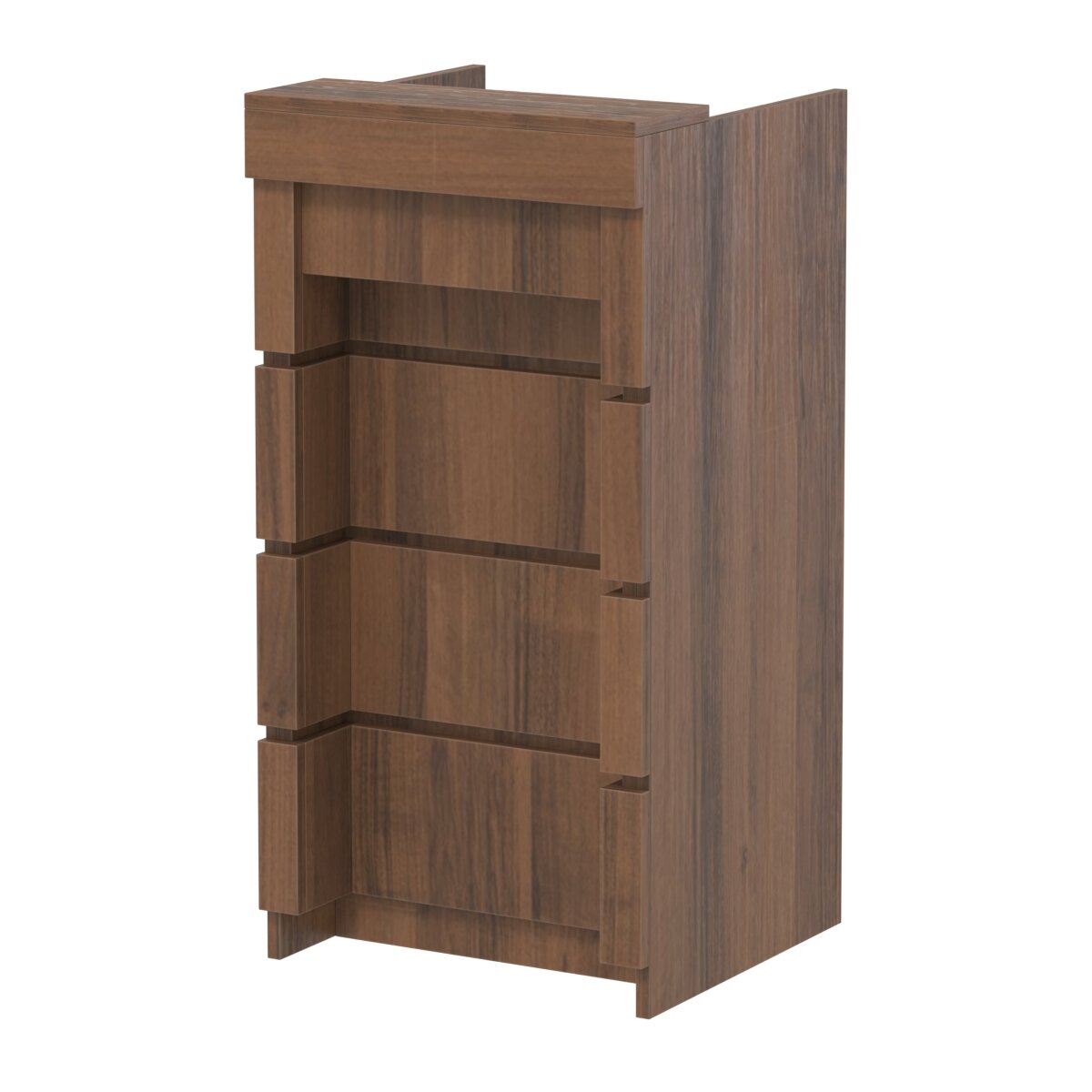 Торговый кассовый прилавок на колесах с утопленным фасадом №УФК-2-1, Орех