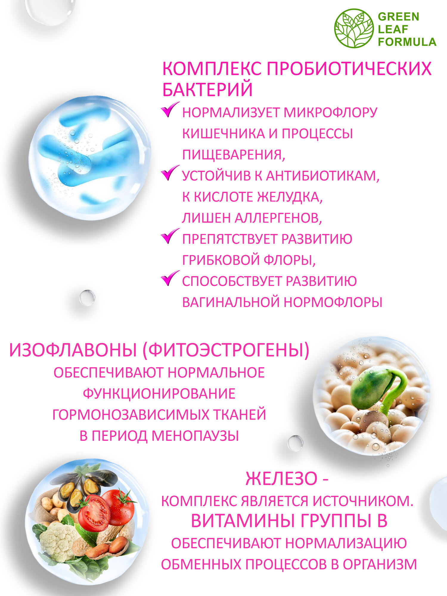 Бад Для Женского Здоровья Пробиотики для женщин, для интимного здоровья, фитоэстрогены, витамины для женщин, фолиевая кислота, железо витамины