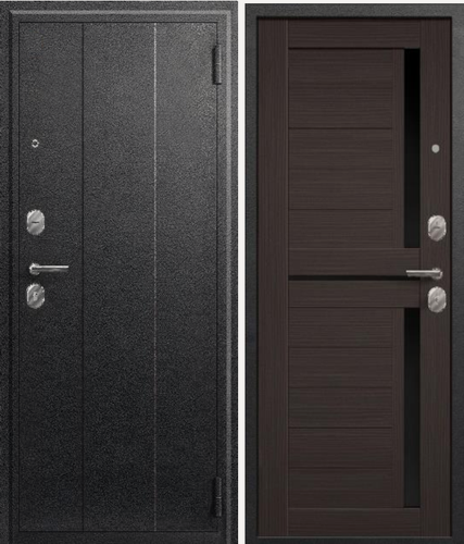 Изображение товара Дверь входная металлическая А-01 Черный сатин/Лиственница темная 860 левая