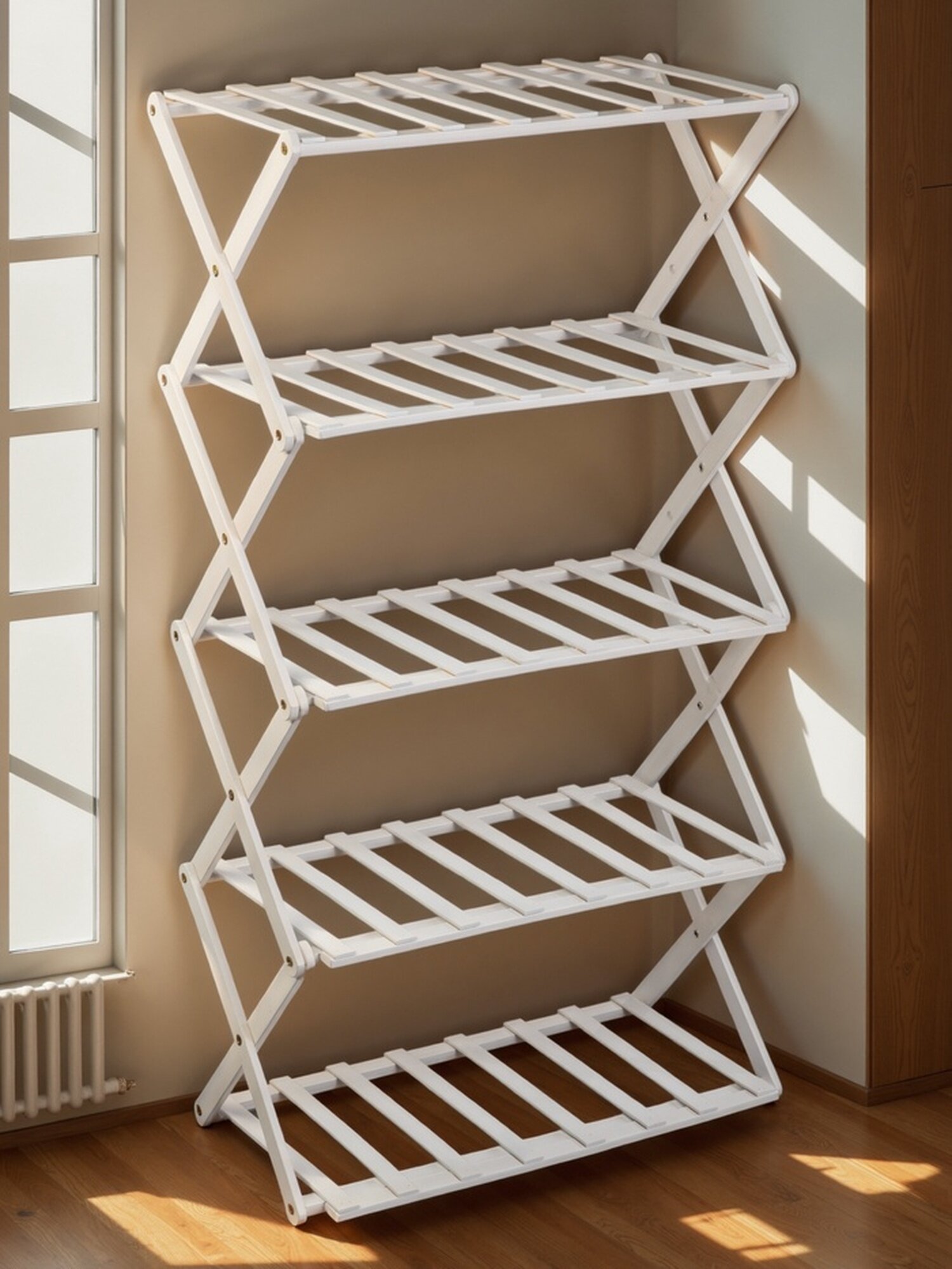 Подставка для цветов Greengo, 5 полок, 50 × 25 × 89 см, напольная, бамбук, белая