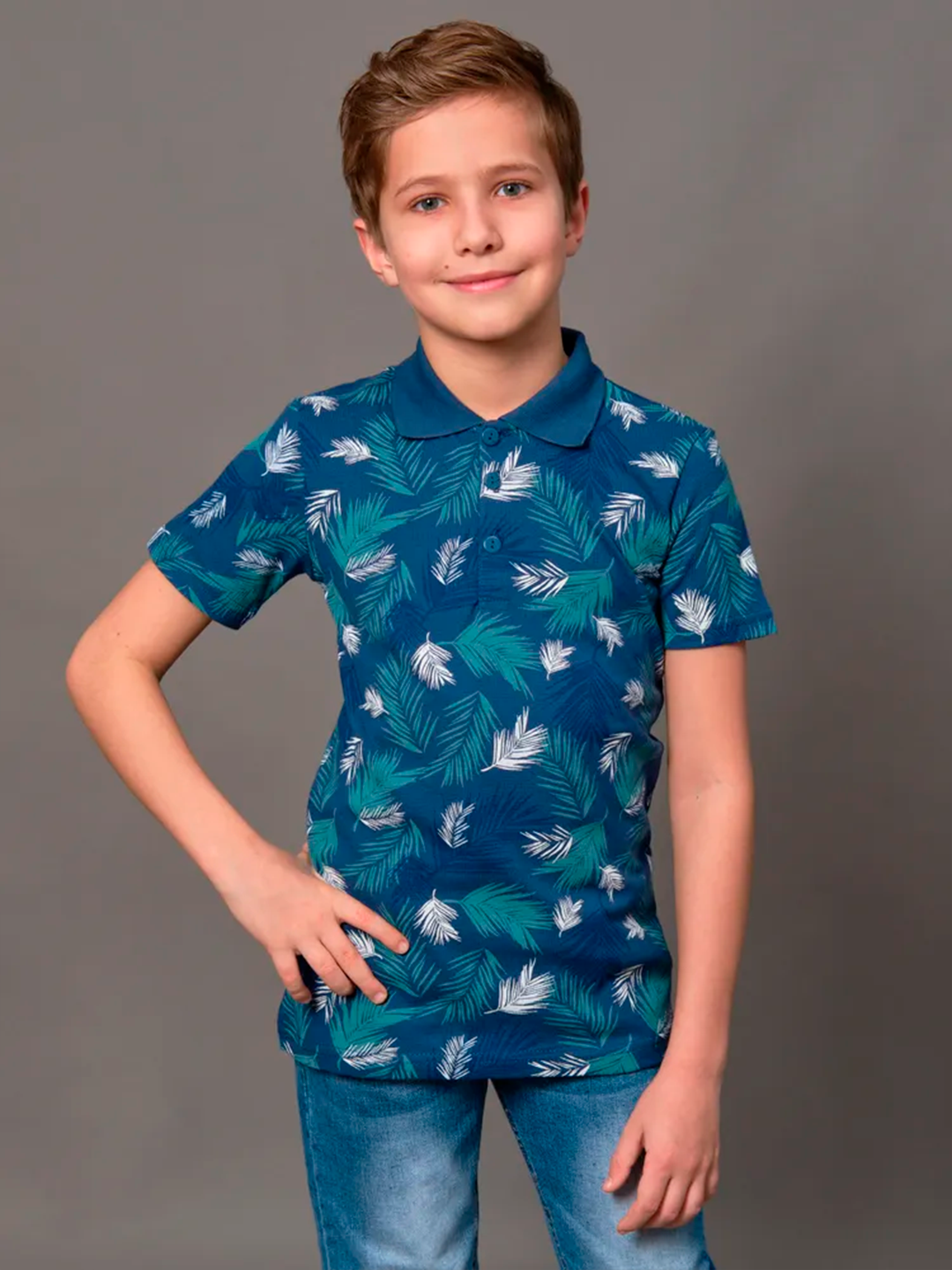 Поло , размер 7 лет, синий — фото 1