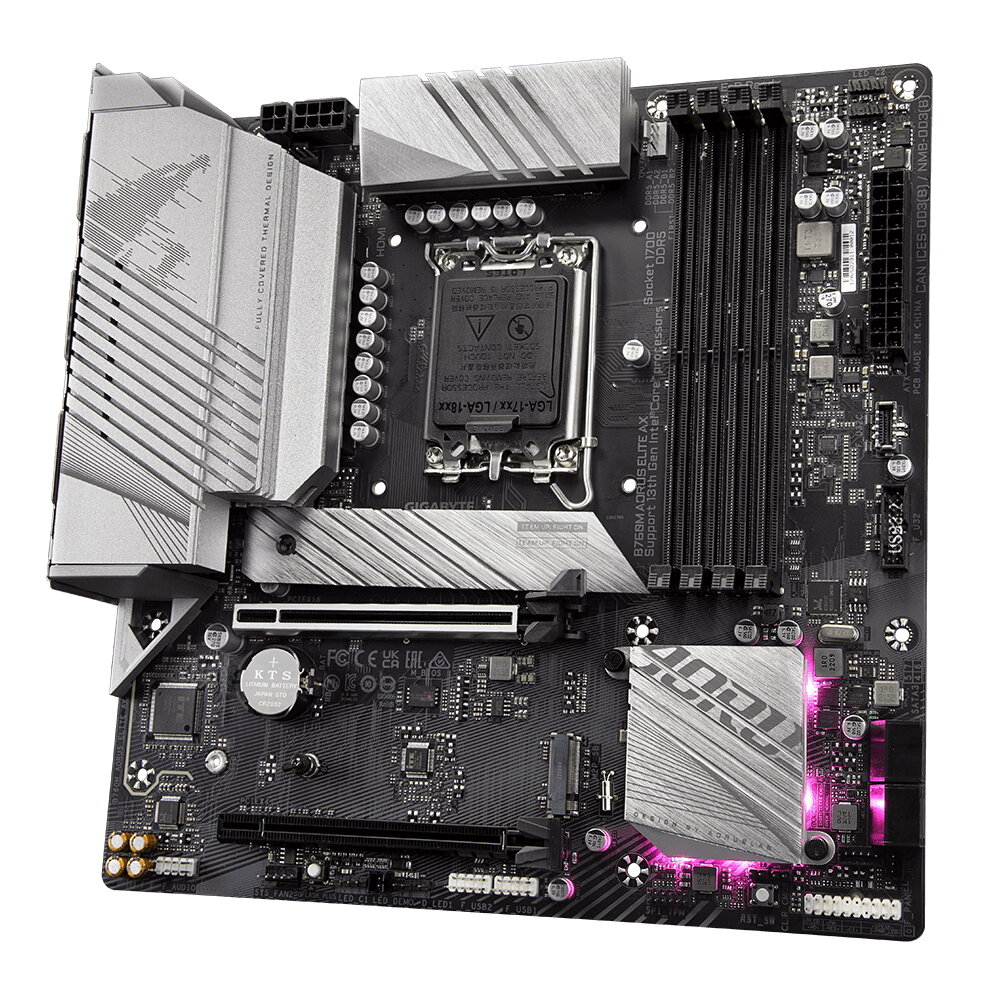 Материнская плата Gigabyte B760M AORUS ELITE AX, RTL Socket 1700, WiFi, mATX, RTL — фото 1