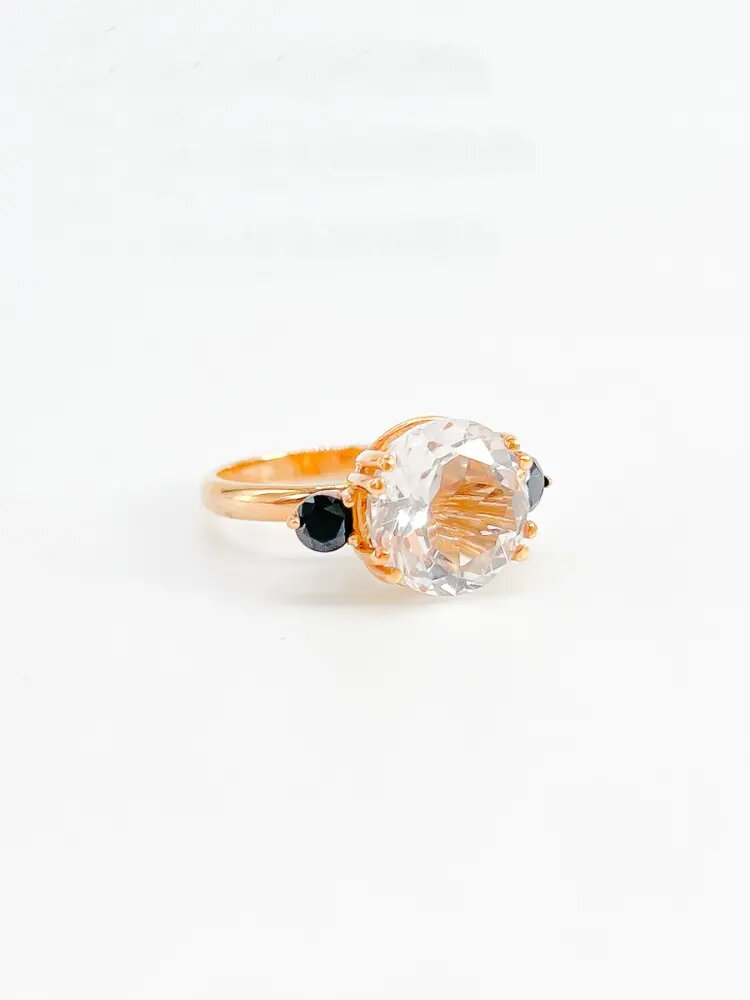 Кольцо, горный хрусталь, шпинель